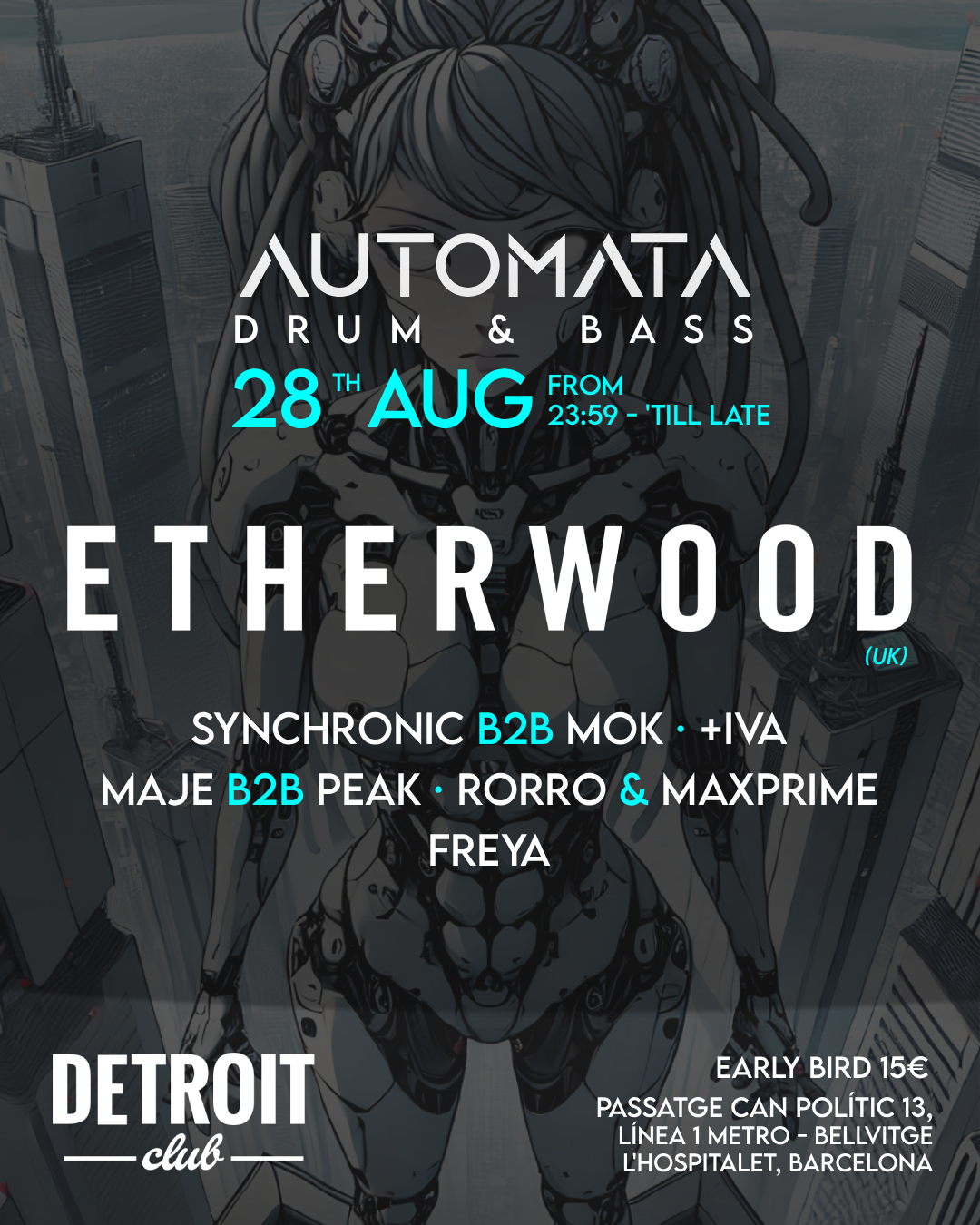 Automata Drum & Bass with Etherwood at Detroit Club, Barcelona, 28 August 2026