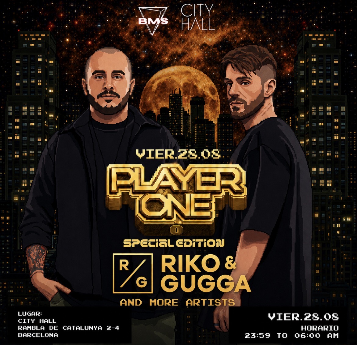 Player One special edition with Riko and Gugga at City Hall Barcelona, 28 August 2026