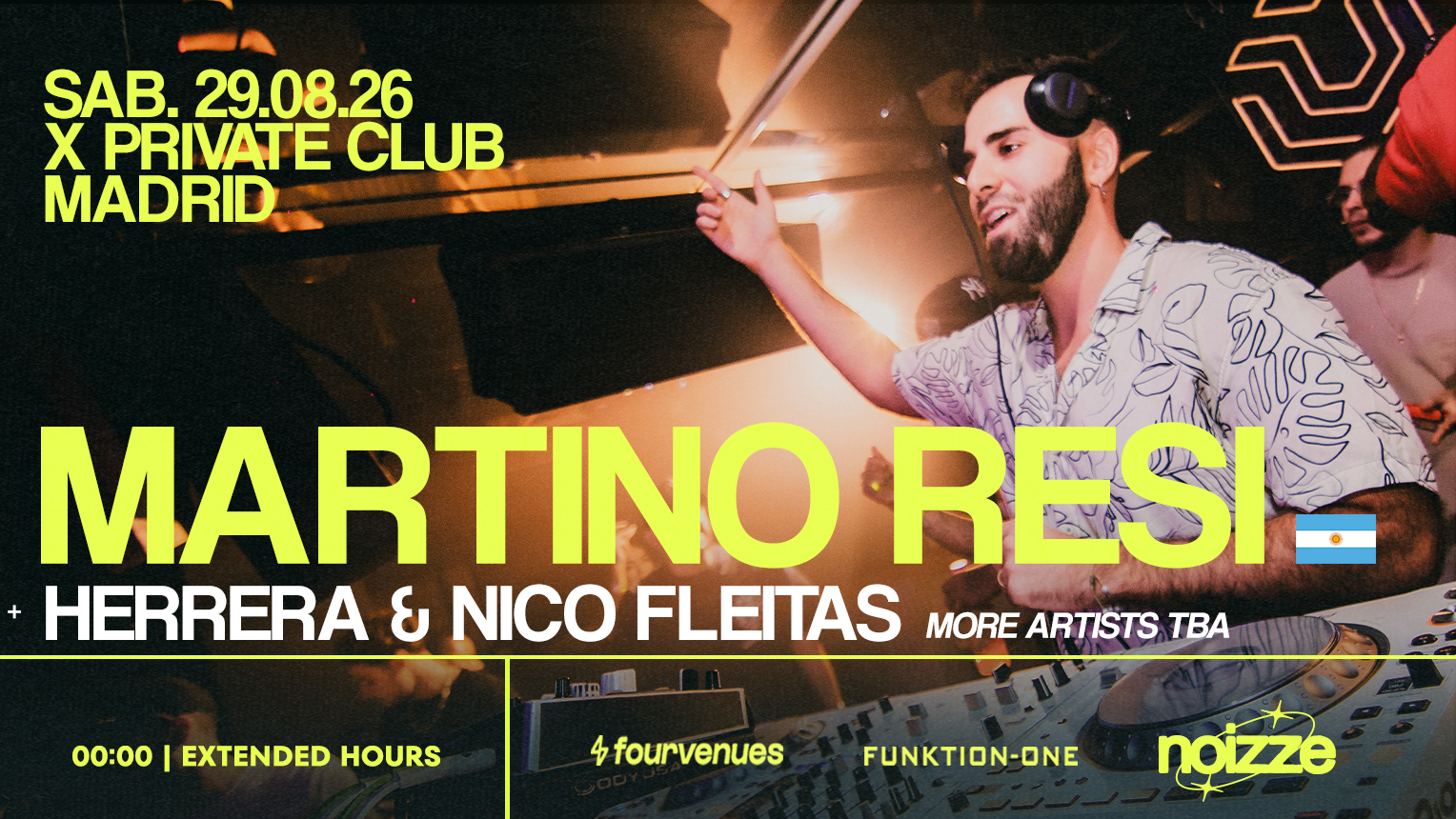 NOIZZE with Martino Resi at X Private Club, Madrid, 29 August 2026