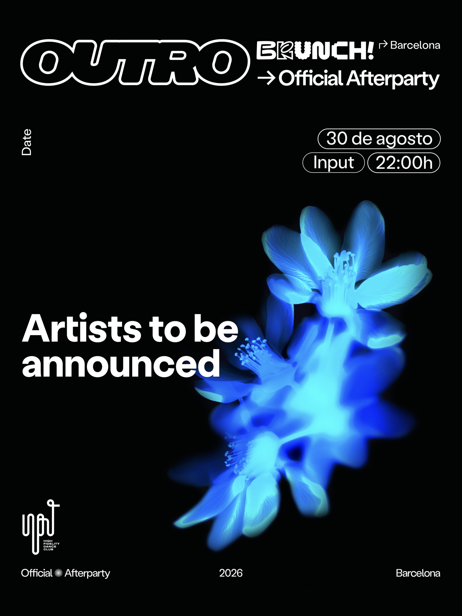 OUTRO, the official Brunch Barcelona afterparty at INPUT, 30 August 2026
