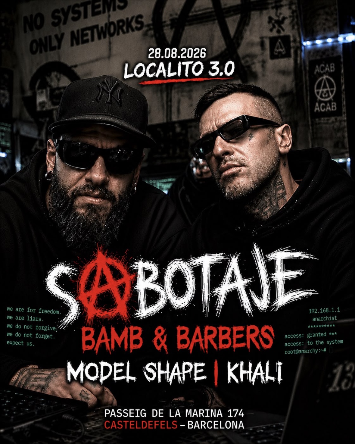 SABOTAJE with Bamb and Barbers at Localito 3.0, Castelldefels, 28 August 2026