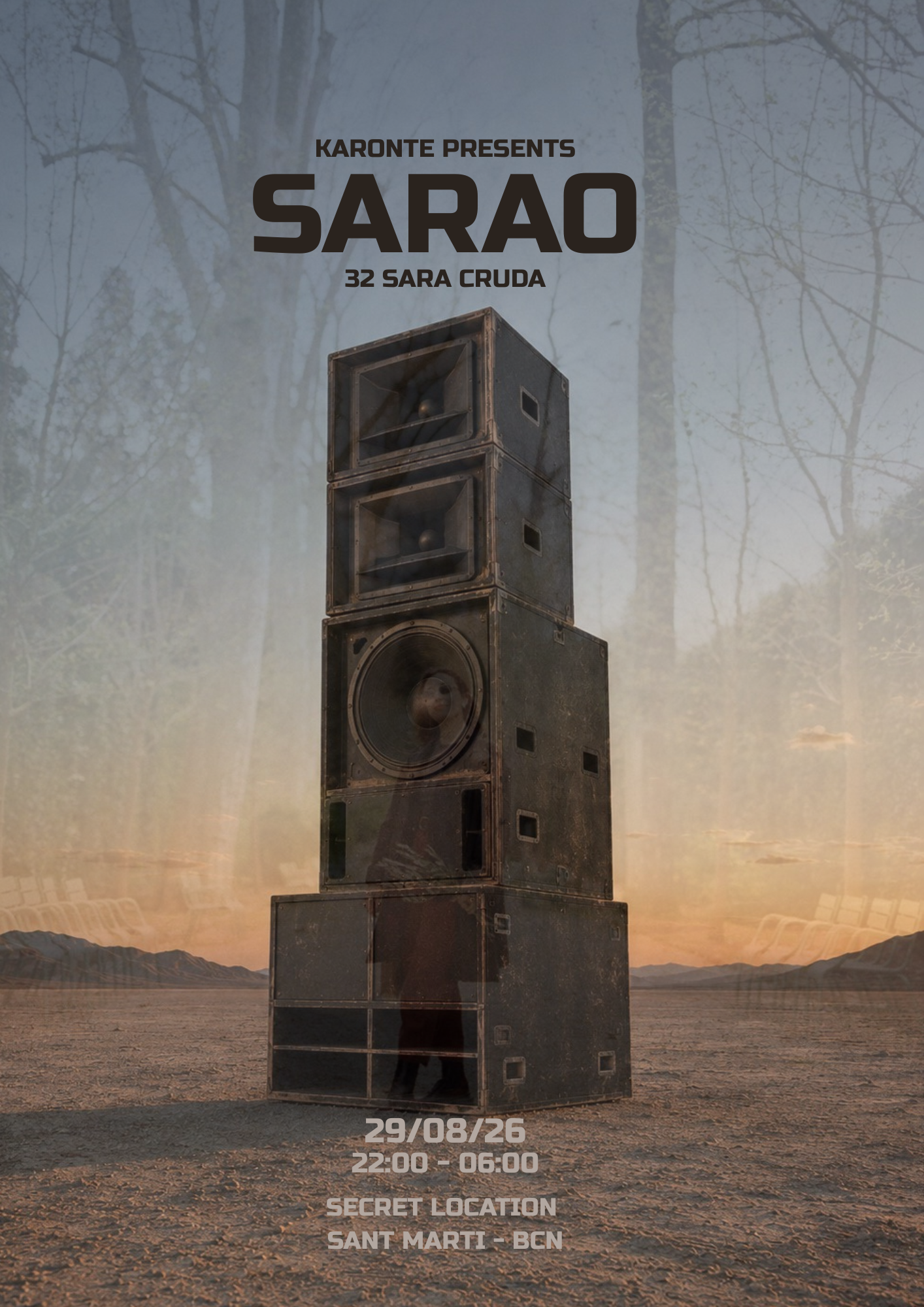 Karonte presents SARAO, secret location in Sant Martí, Barcelona, 29 August 2026