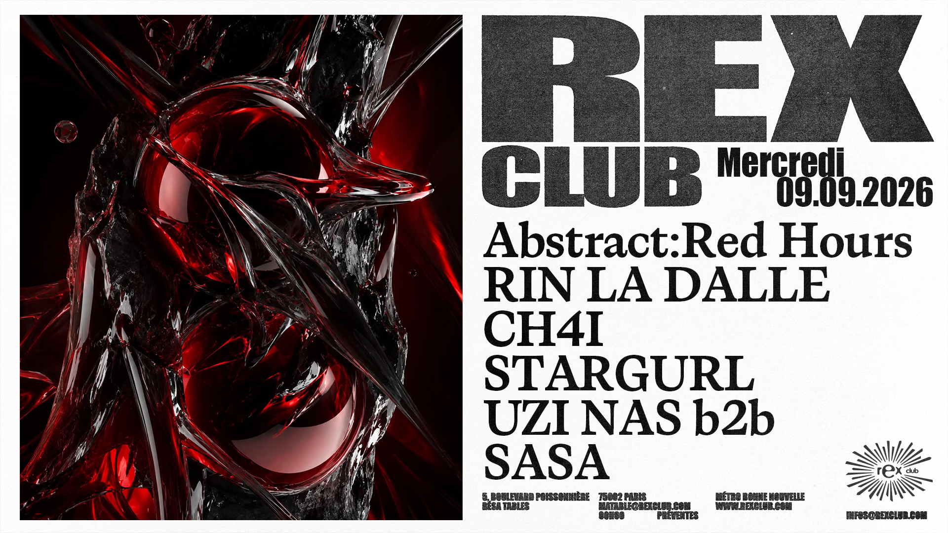 Abstract Red Hours at Rex Club Paris, 9 September 2026
