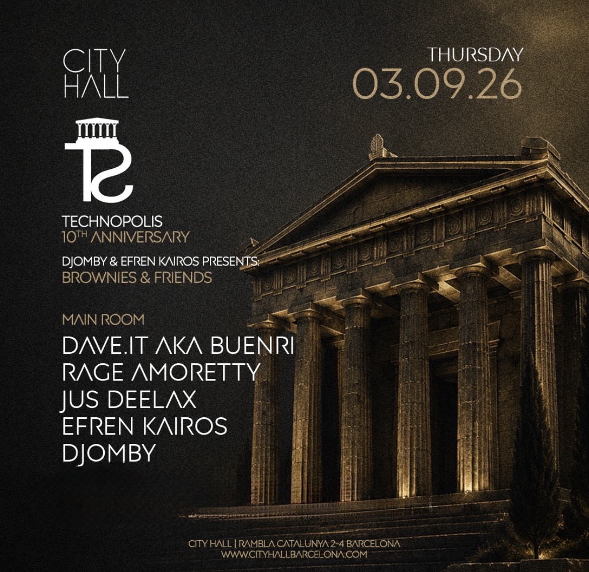 Technopolis 10th anniversary at City Hall Barcelona, 3 September 2026