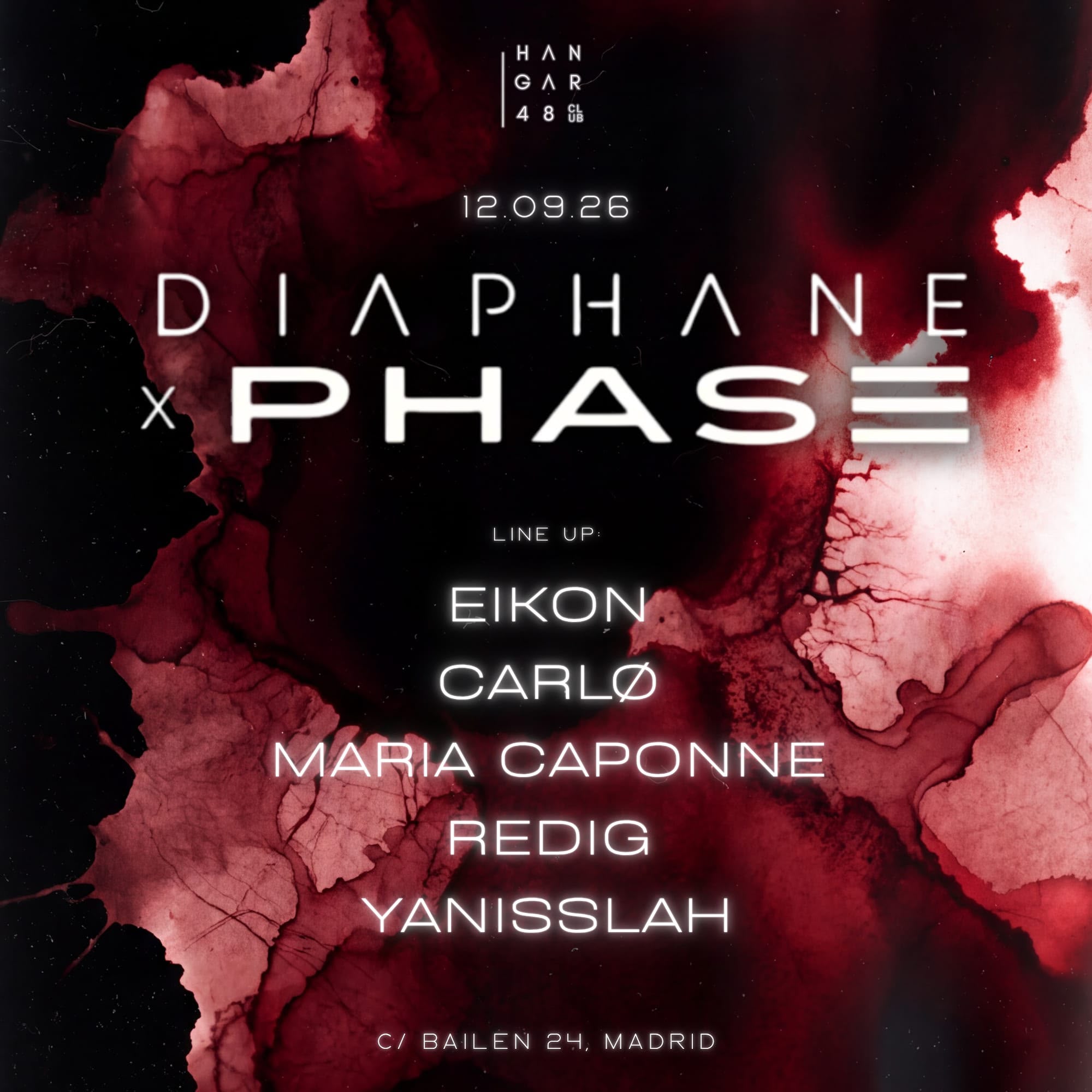 DIAPHANE x PHASE at Hangar48, Madrid, 12 September 2026