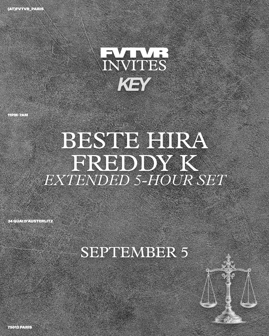 Fvtvr invites KEY with Freddy K and Beste Hira, Paris, 5 September 2026