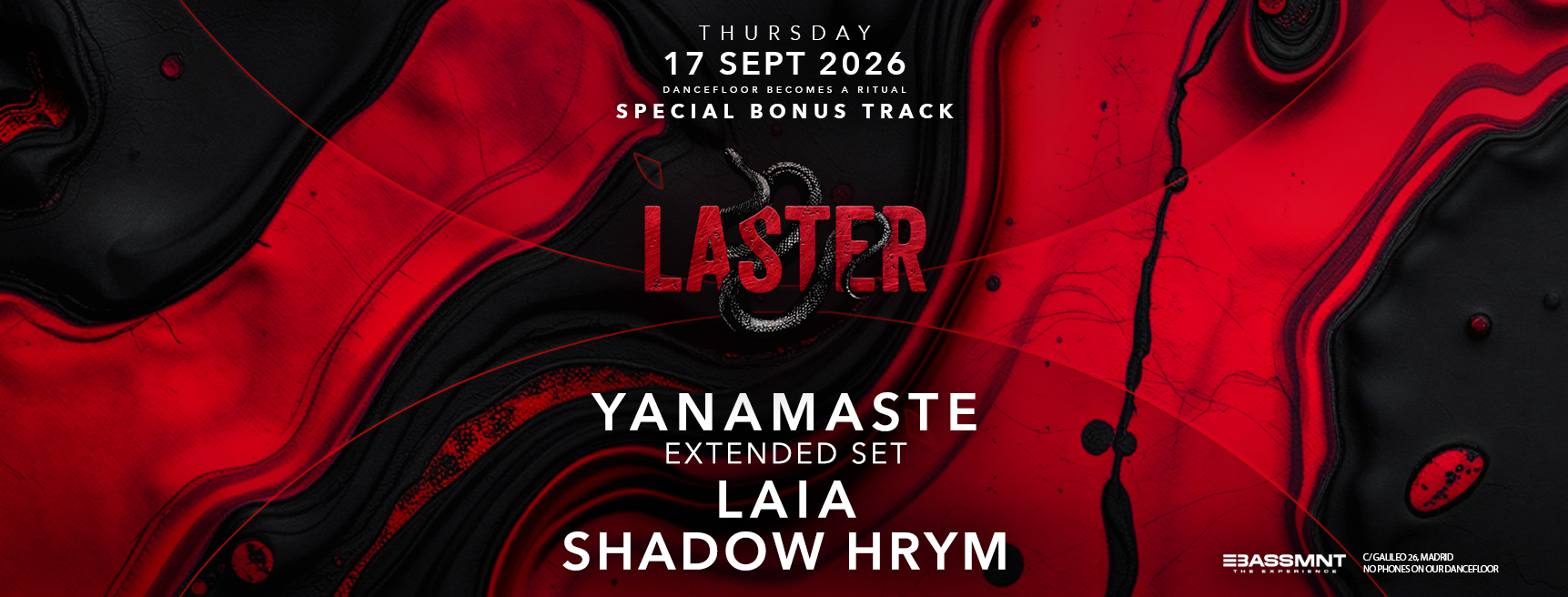 Laster, Yanamaste extended set, The Bassement Madrid, 17 September 2026