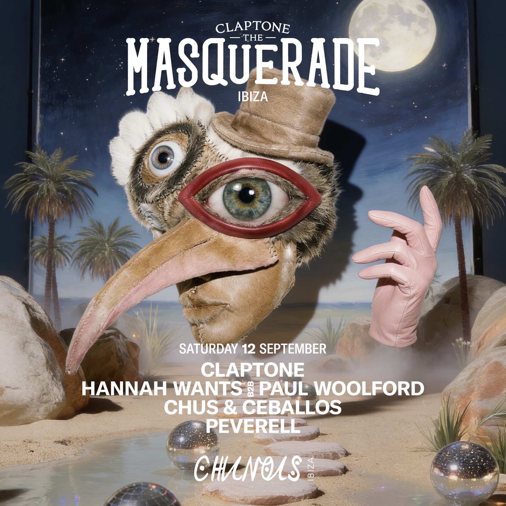 The Masquerade with Claptone and Hannah Wants b2b Paul Woolford at Chinois Ibiza, 12 September 2026