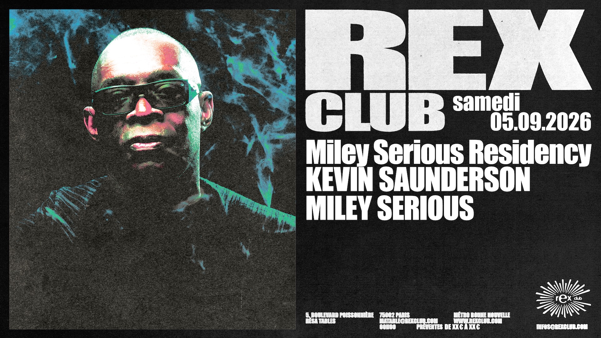 Miley Serious Residency with Kevin Saunderson at Rex Club Paris, 5 September 2026