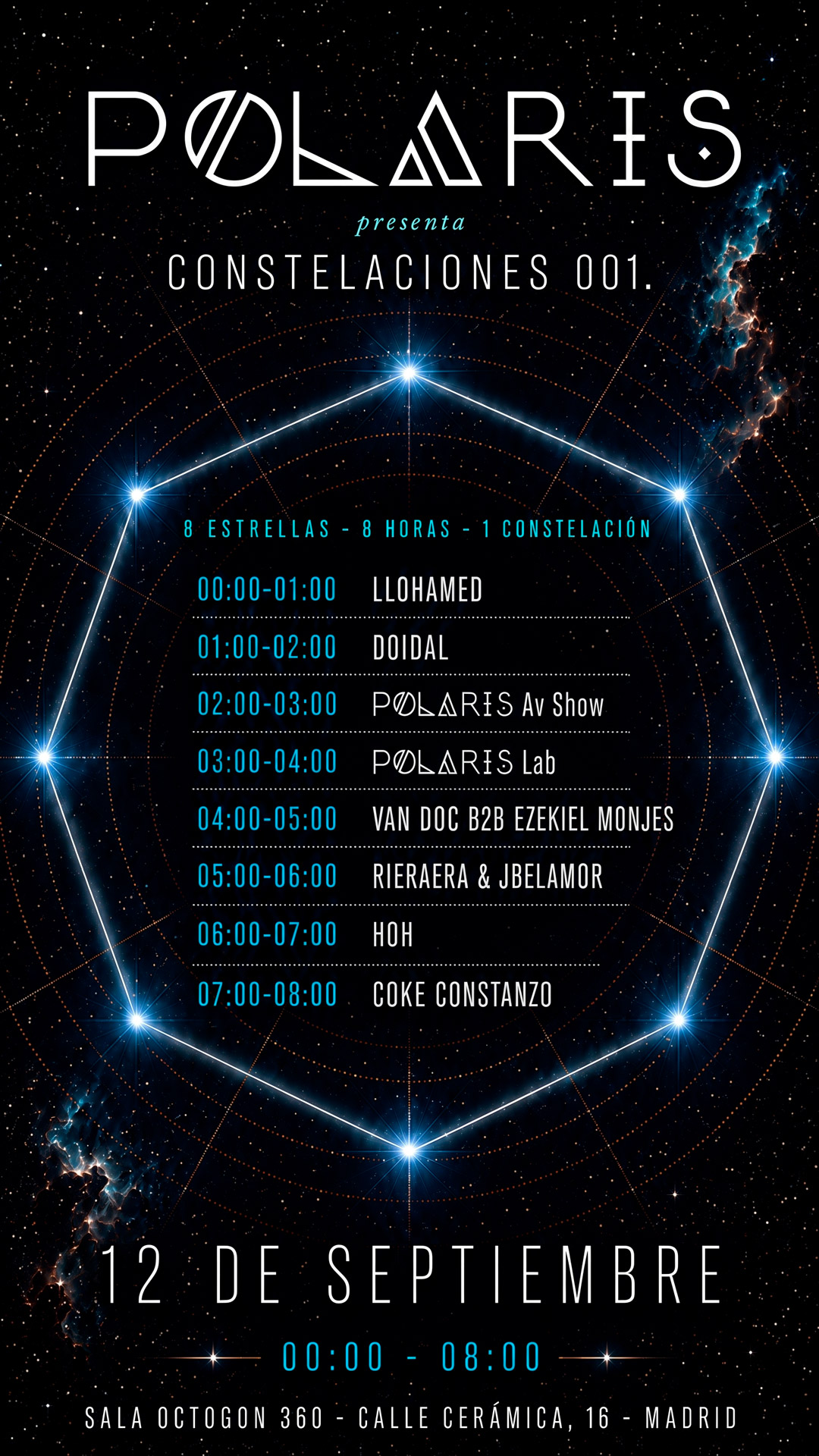 POLARIS presenta Constelaciones 001 at Sala Octogon 360, Madrid, 12 September 2026