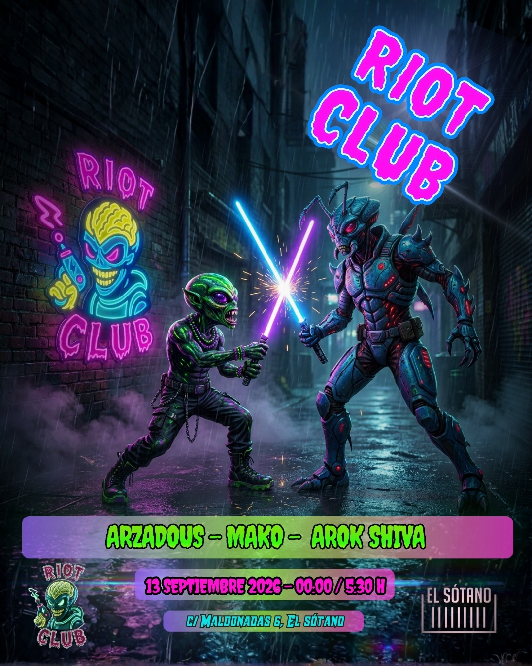 RIOT CLUB at EL SÓTANO, Madrid, 13 September 2026