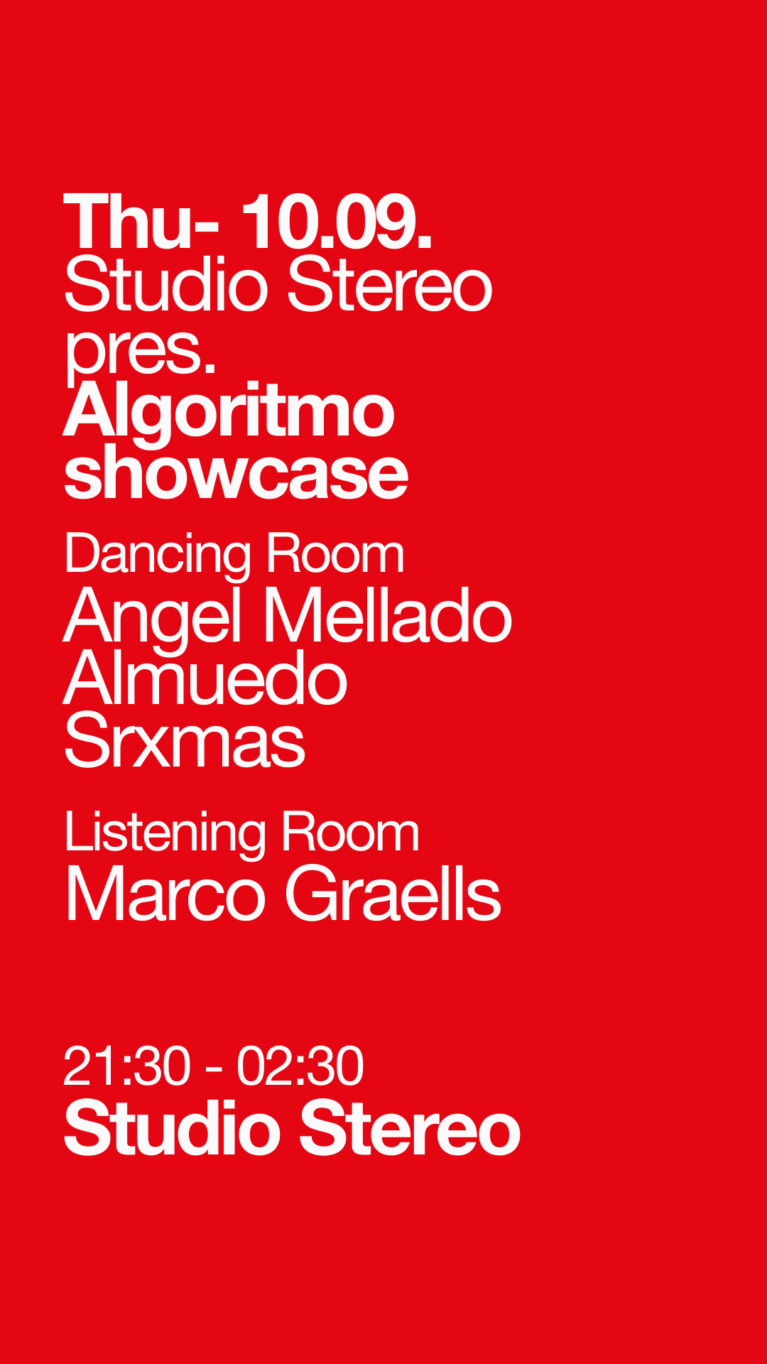 Studio Stereo pres. Algoritmo showcase (until 3:30am)