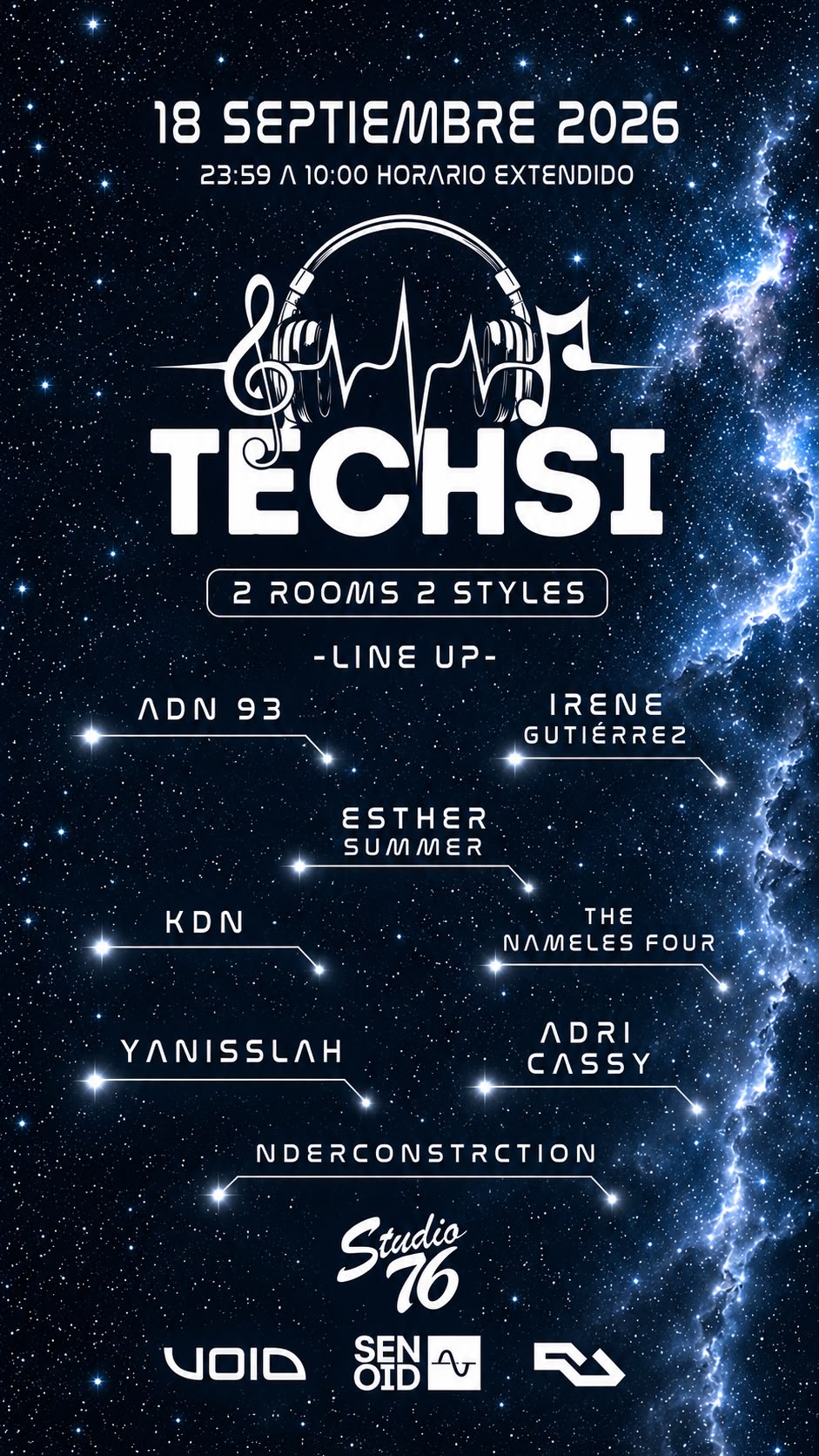 TECHSI opening third season at Studio 76, Madrid, 18 September 2026