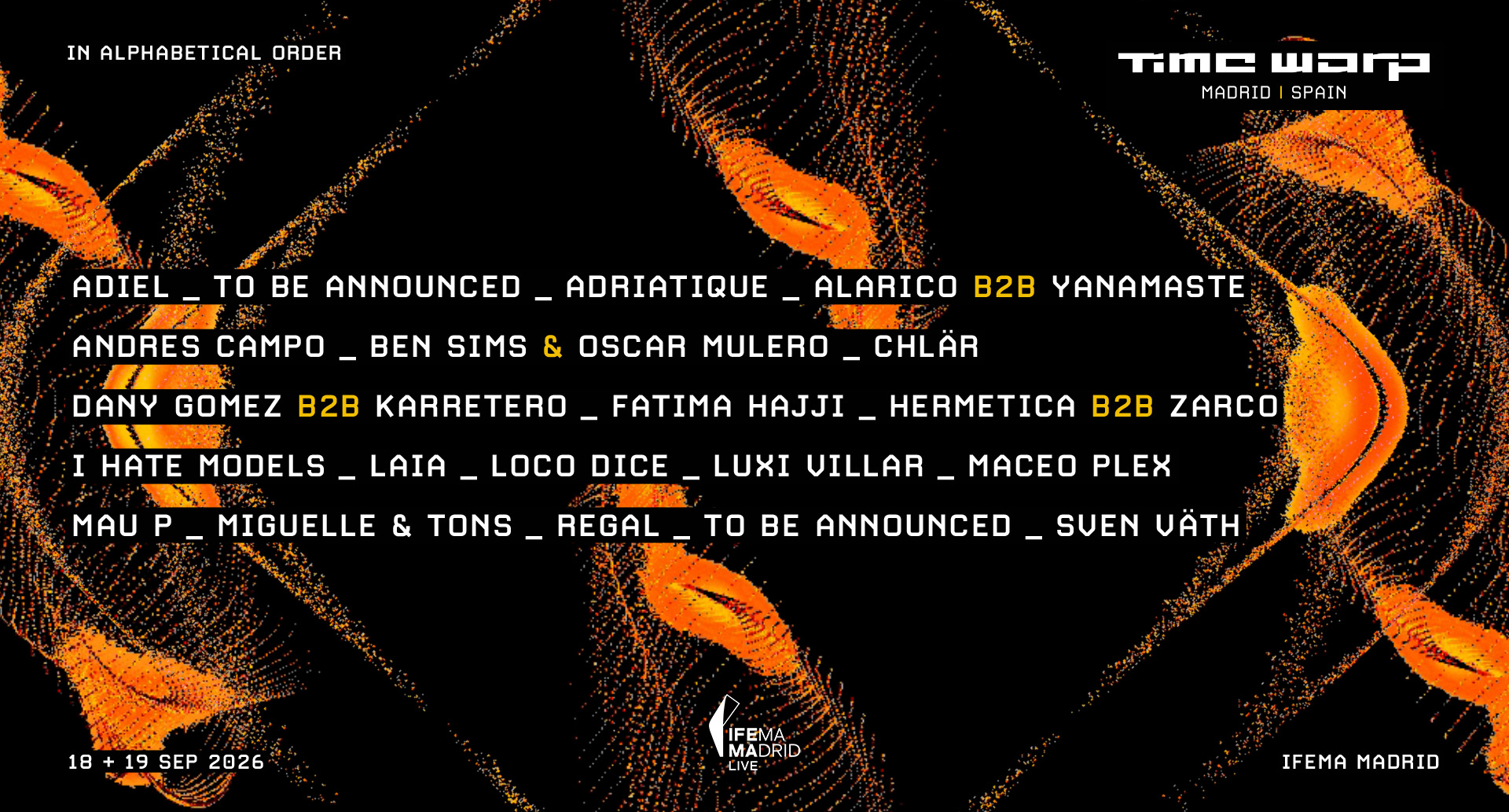 Time Warp Spain 2026, IFEMA Madrid, 18 and 19 September 2026