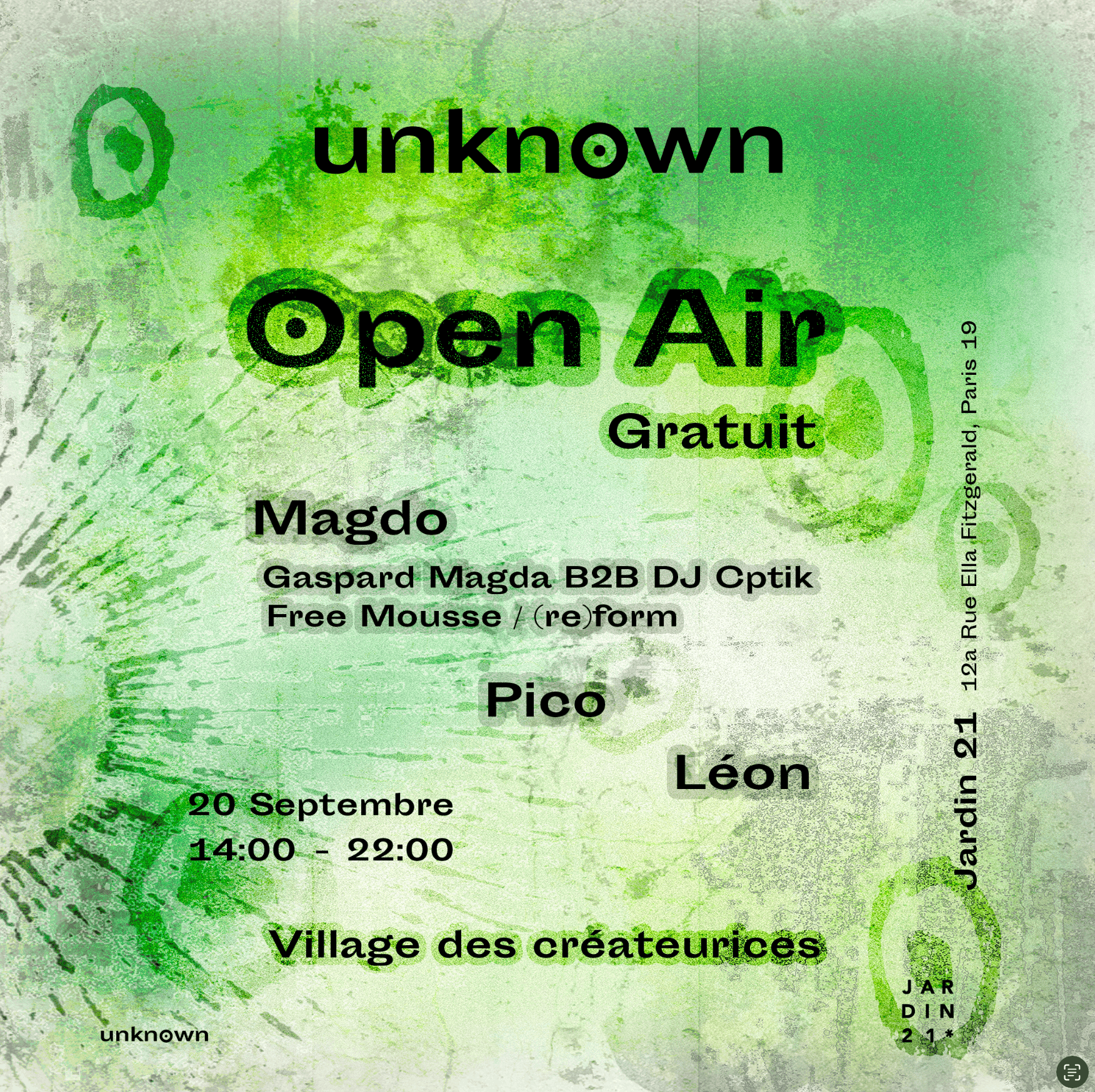 unknown open air at Jardin21, Paris, 20 September 2026