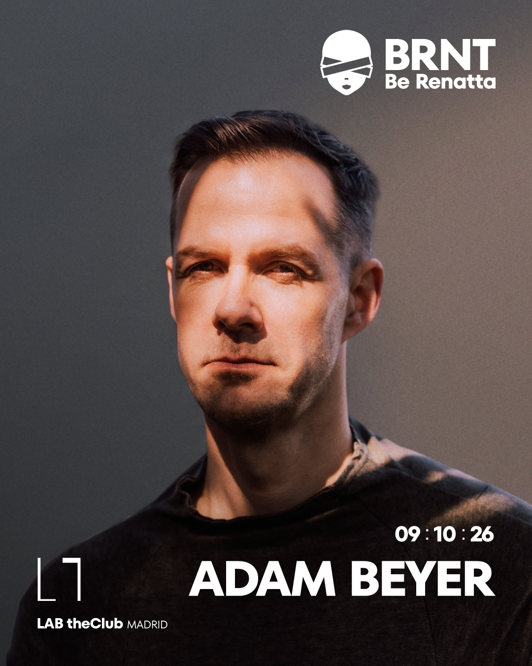 BRNT with Adam Beyer at LAB theCLUB Madrid, 9 October 2026