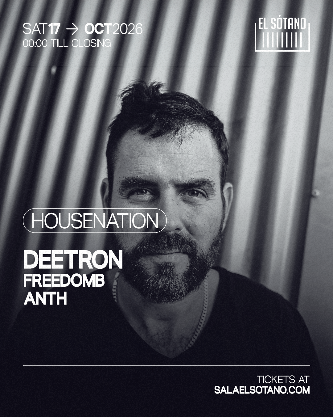 HOUSENATION with Deetron at EL SÓTANO, Madrid, 17 October 2026