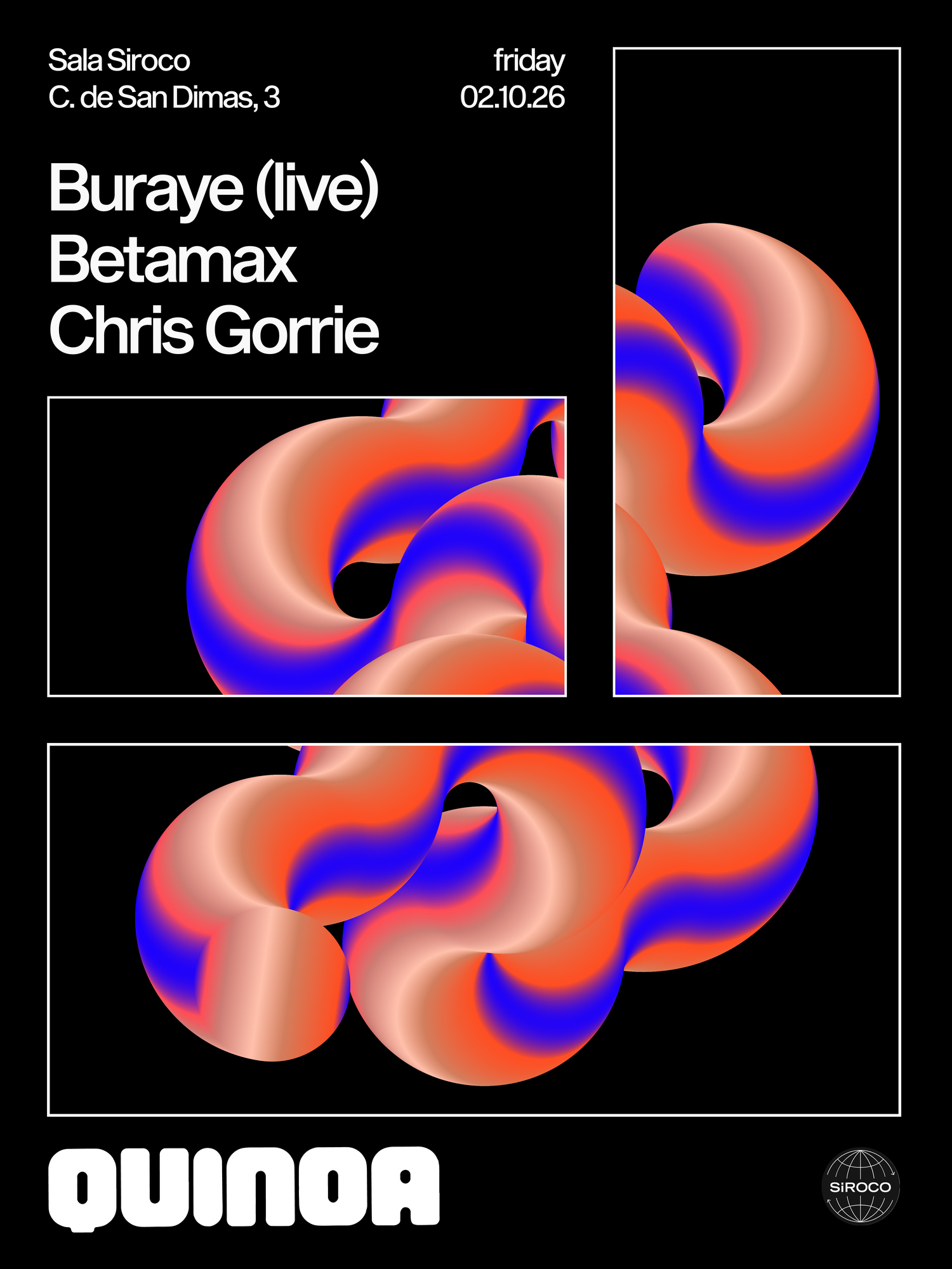 Quinoa Experience: Buraye (Live), Betamax, Chris Gorrie
