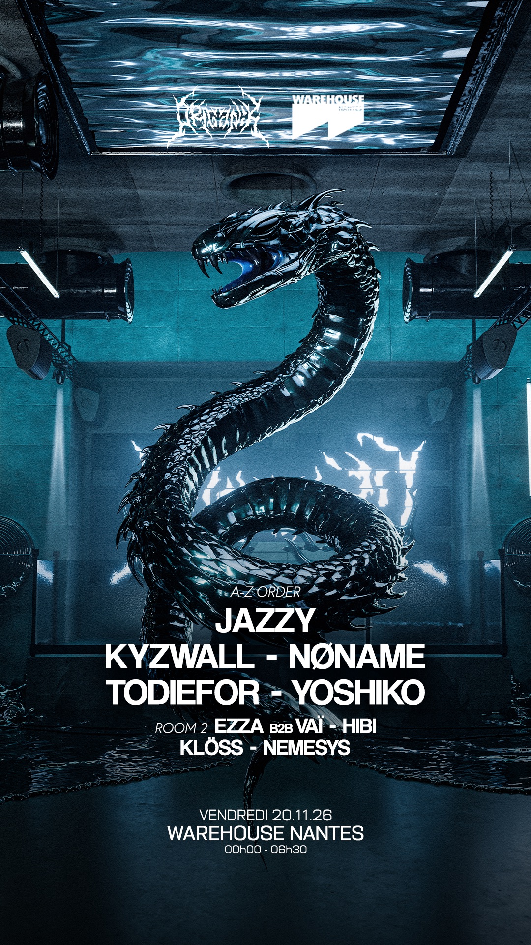 ORGANÏK, Jazzy, Yoshiko and Todiefor, Warehouse Nantes, 20 November 2026