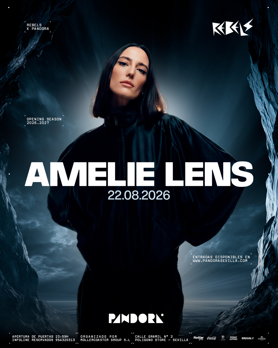Rebels with Amelie Lens at Pandora Sevilla, 22 August 2026