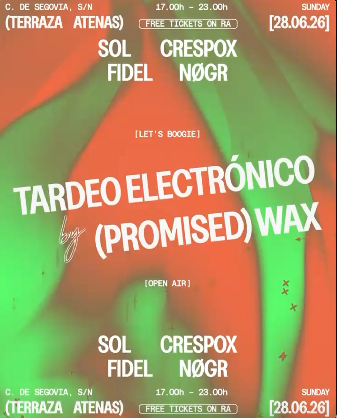 Affiche de Tardeo Electrónico by (Promised) Wax à la Terraza Atenas, Madrid