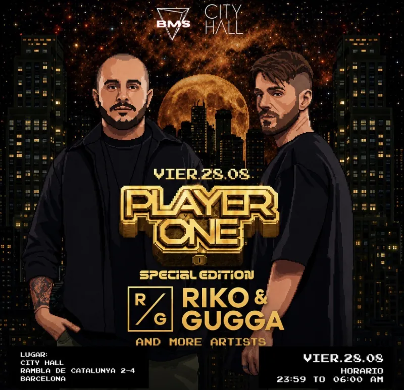 Player One special edition with Riko and Gugga at City Hall Barcelona, 28 August 2026