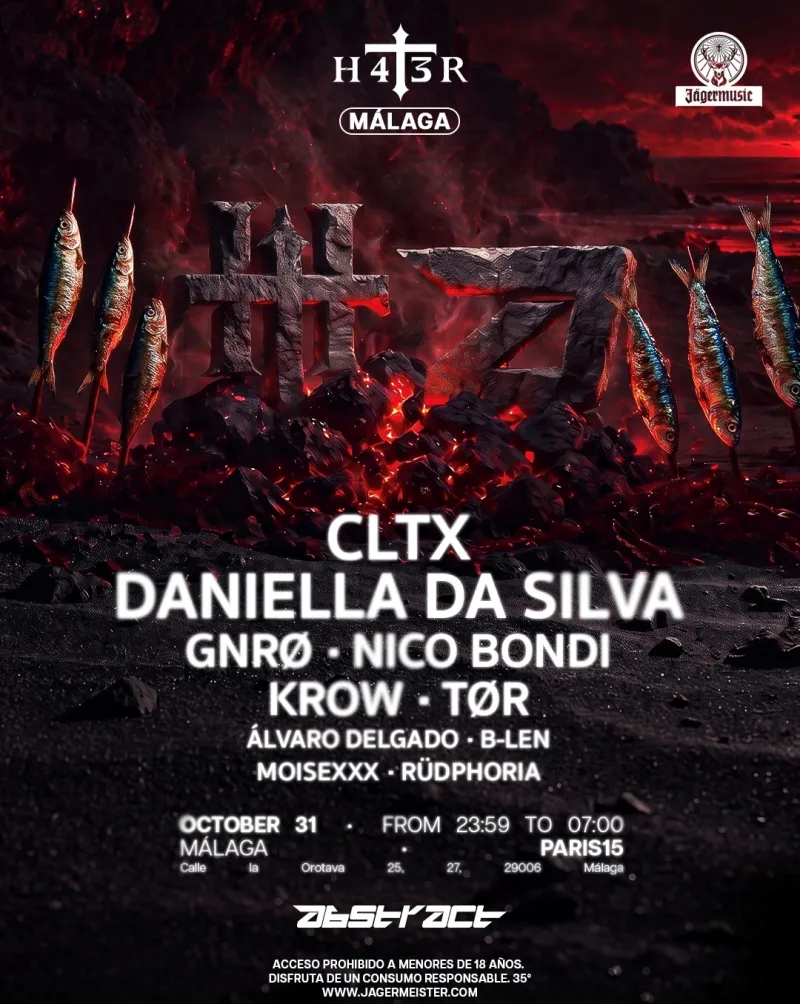 ABSTRACT x H4T3R Halloween with CLTX, Daniella da Silva, GNRØ and Nico Bondi, Paris15 Málaga, 31 October 2026
