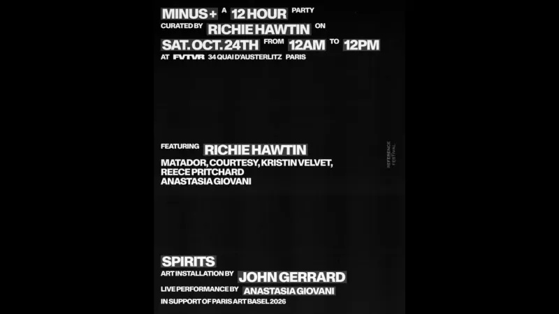 MINUS+ curated by Richie Hawtin, FVTVR Paris, 24 October 2026