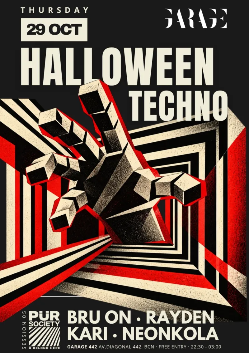 PÜR Society Halloween Techno, Garage 442 Barcelona, 29 October 2026