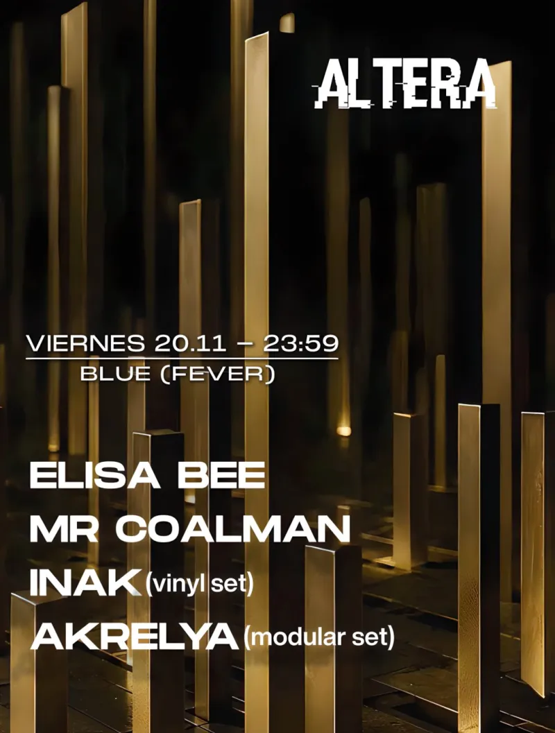 Altera club night, Elisa Bee, Mr Coalman, Inak vinyl set, Akrelya modular set, Fever Bilbao, 20 November 2026