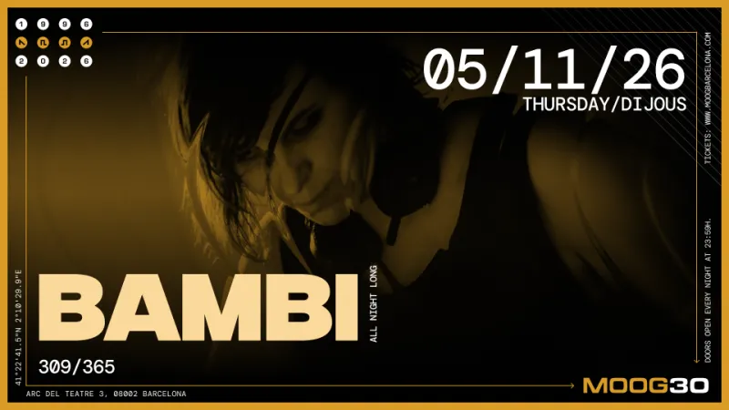 Bambi at Moog Club Barcelona, 5 November 2026