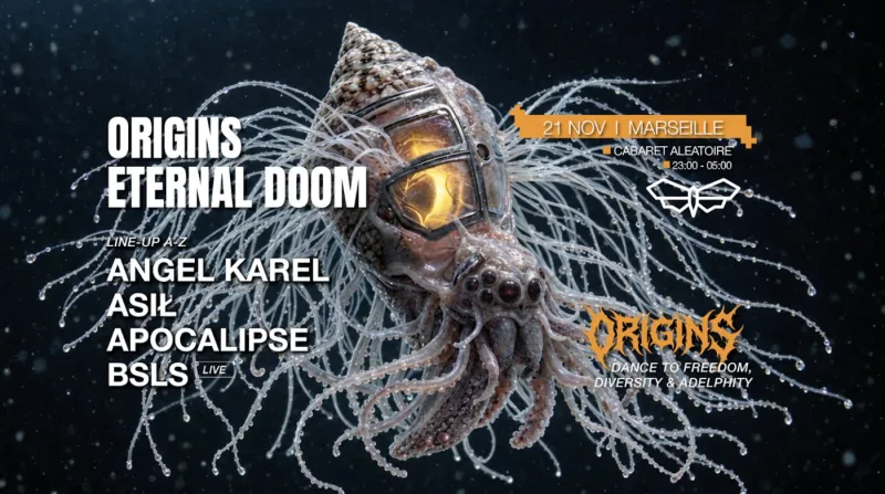 Origins Eternal Doom, Angel Karel, Asił, Apocalipse, BSLS live, Cabaret Aléatoire Marseille, 21 November 2026