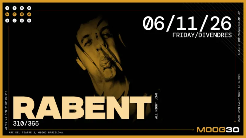 Rabent at Moog Club Barcelona, 6 November 2026