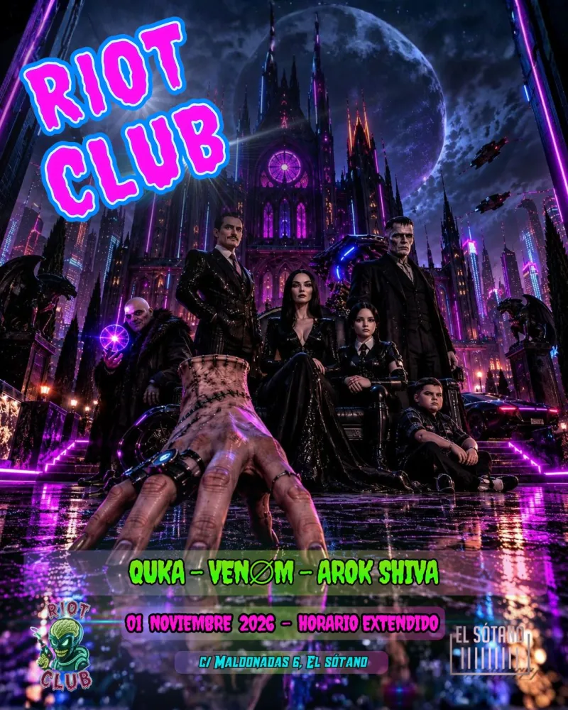 Riot Club Halloween, Quka, Venøm, Arok Shiva, El Sótano Madrid, 1 November 2026