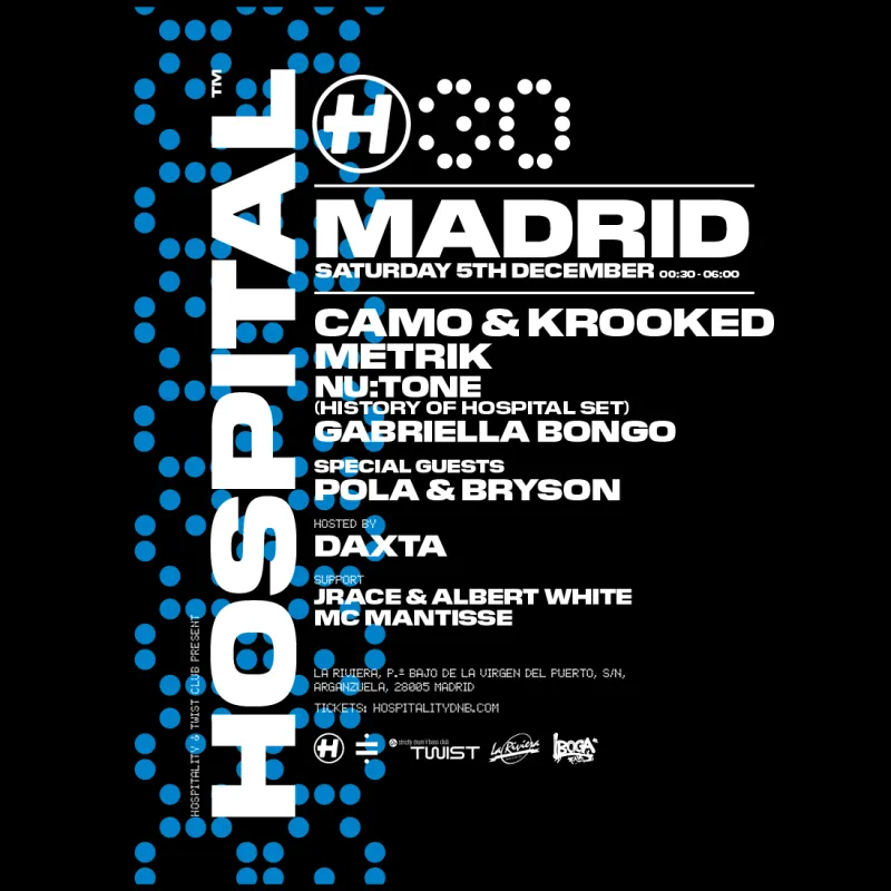 Hospitality 30 Madrid, Camo and Krooked, Metrik, Nu:Tone, Gabriella Bongo, Pola and Bryson, La Riviera, 5 December 2026
