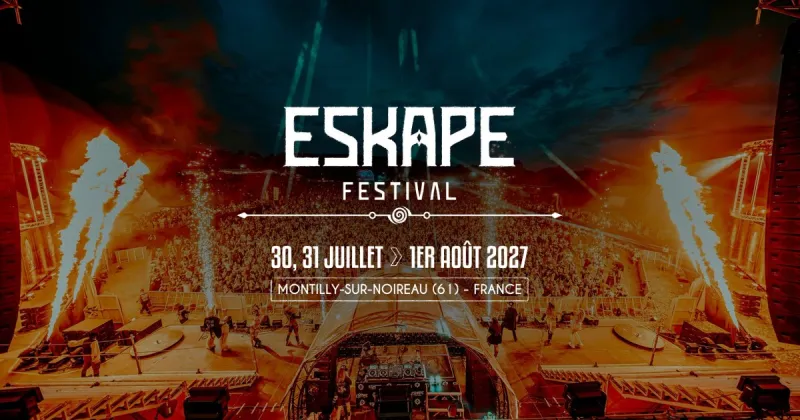 ESKAPE Festival 2027 : visuel officiel, 30 juillet au 1er août 2027 à Montilly-sur-Noireau